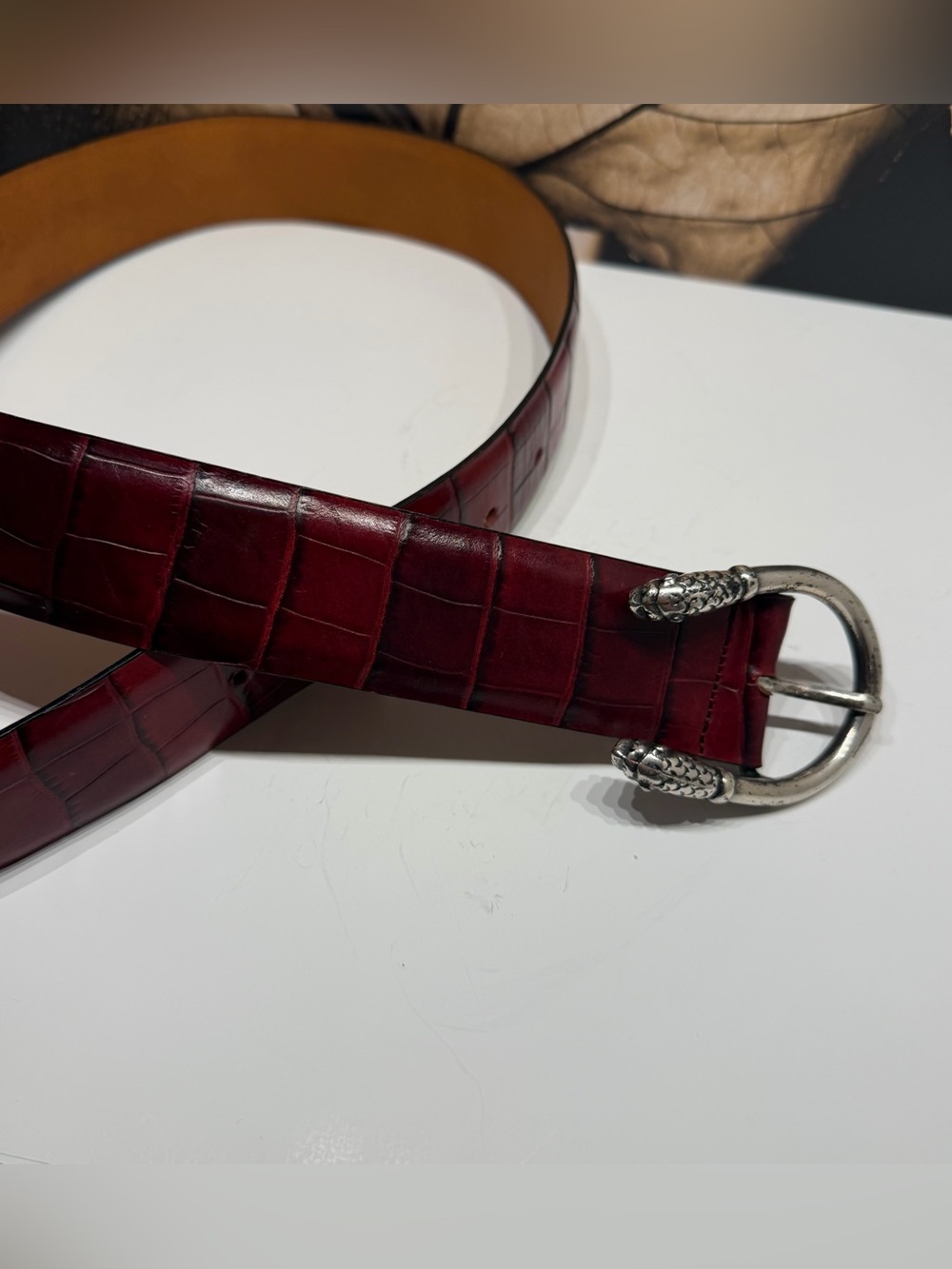 BERGE x VINTAGE 90s Creature belt in Ox Blood Red embossed leather